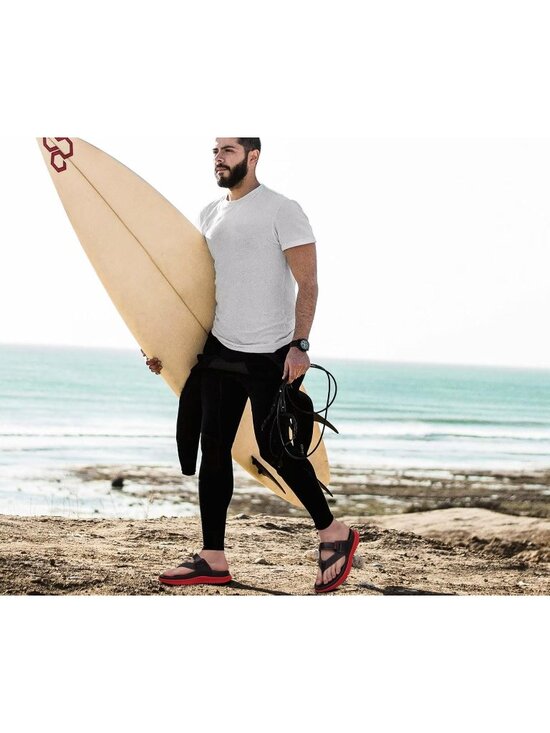 Men Black Red Orthopaedic Flip Flops Walking Sandals with Arch Support Sport main image 6